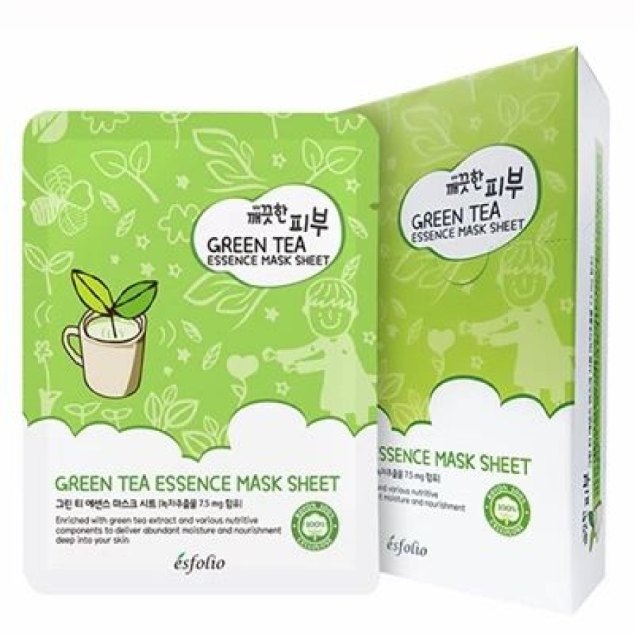 Esfolio Green Tea Essence Mask 10 Sheets | * New