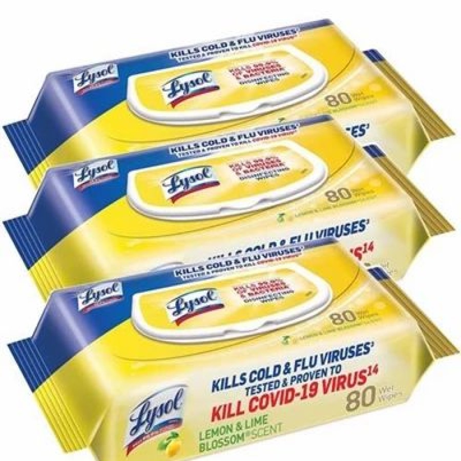 Lysol Lemon And Lime Blossom Scent 80 Wet Wipes 3 Packs | * Best