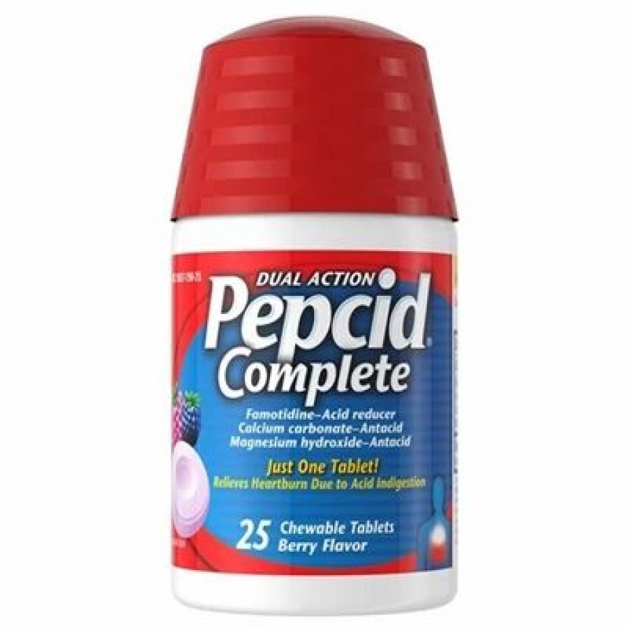 Pepcid Complete Dual Action 25 Chewable Tablets Berry Flavor | * New