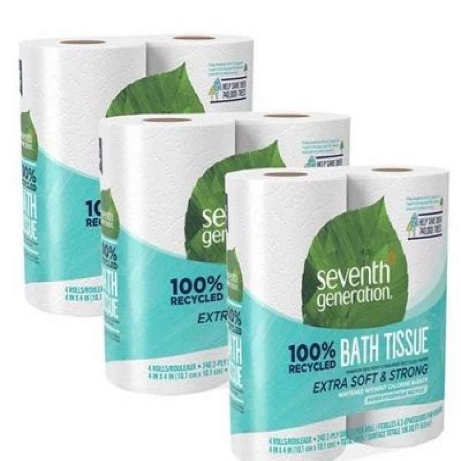 Seventh Generation 100% Recycled 4 Rolls 240 2 Ply Sheets 3 Packs | * New